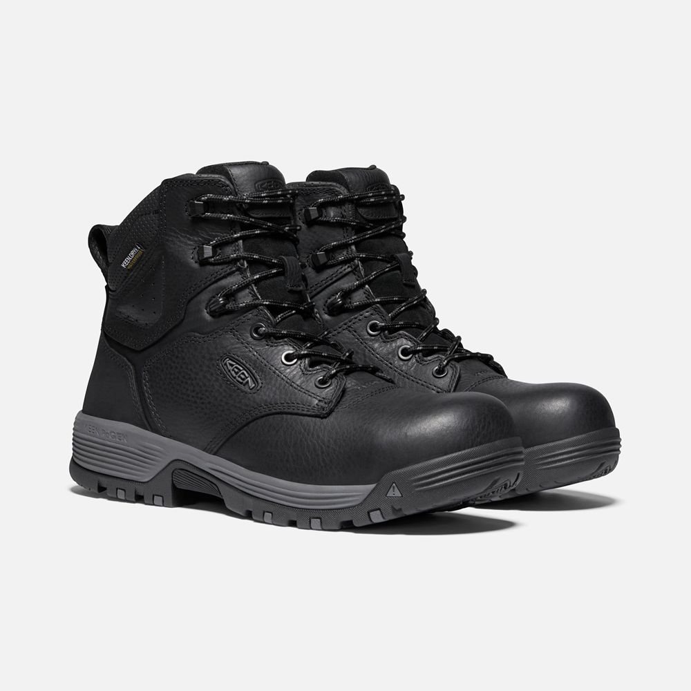 Botte de Travail Keen Homme Noir | Chicago 6\" Waterproof (Carbon-Fiber Toe) | ZCJAX-8617